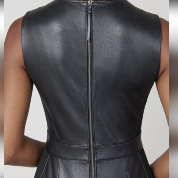 SPANX Black Faux Leather and Knit Midi Dress -Size Large - NWT! - Picture 2 of 11